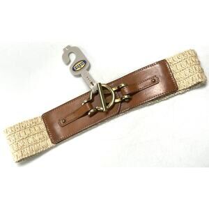NWT Fossil Macrame Stretch Natural Belt Women's Size L MSRP $40.00
